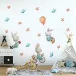 Bicikliző Nyuszi Falmatrica - Image 2